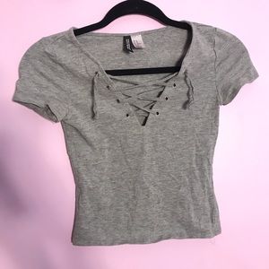 Gray lace up shirt